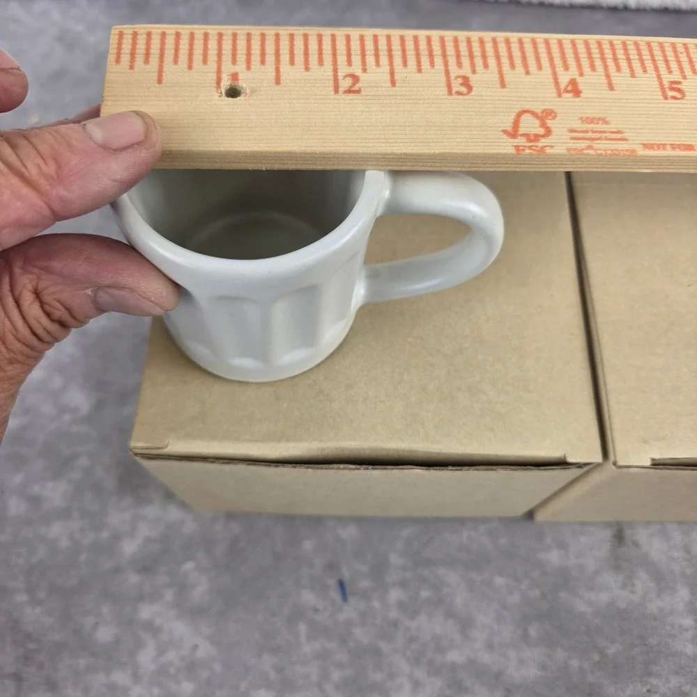 Vintage White Ceramic Fluted Espresso Demitasse Cup and Saucer Set of 2